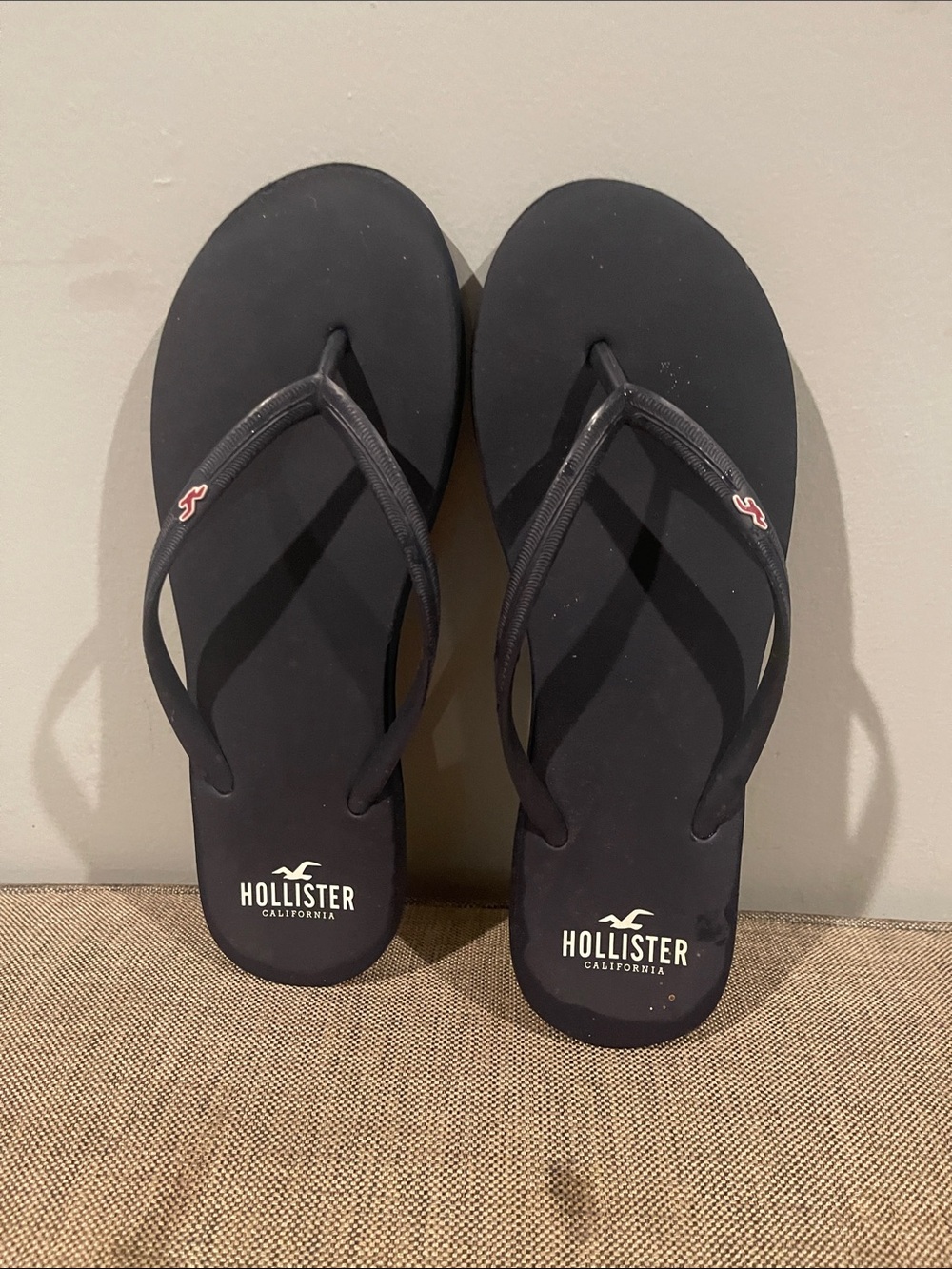 Hollister Black Women's Flip Flop Sandals with Subtle Logo